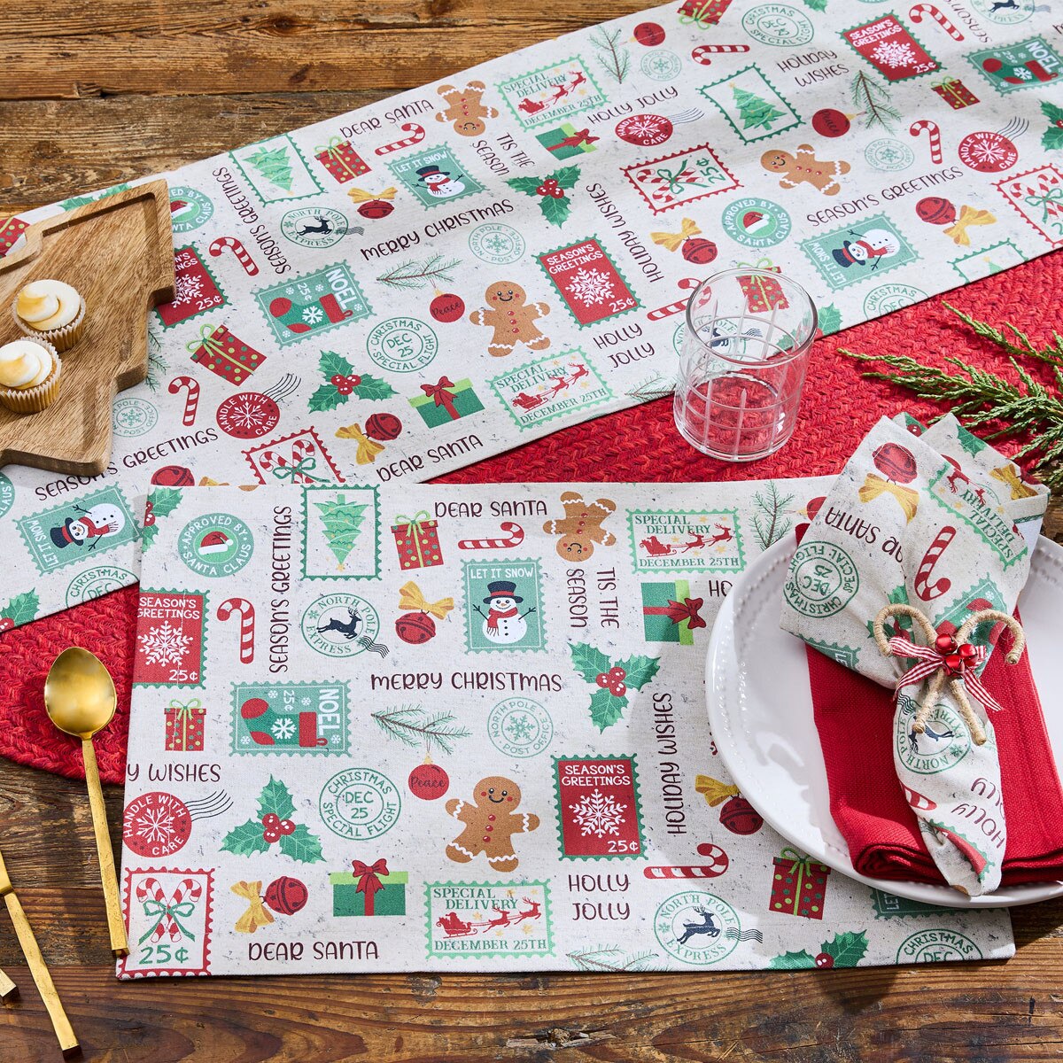 Christmas Stamps Printed Placemat Set of 2