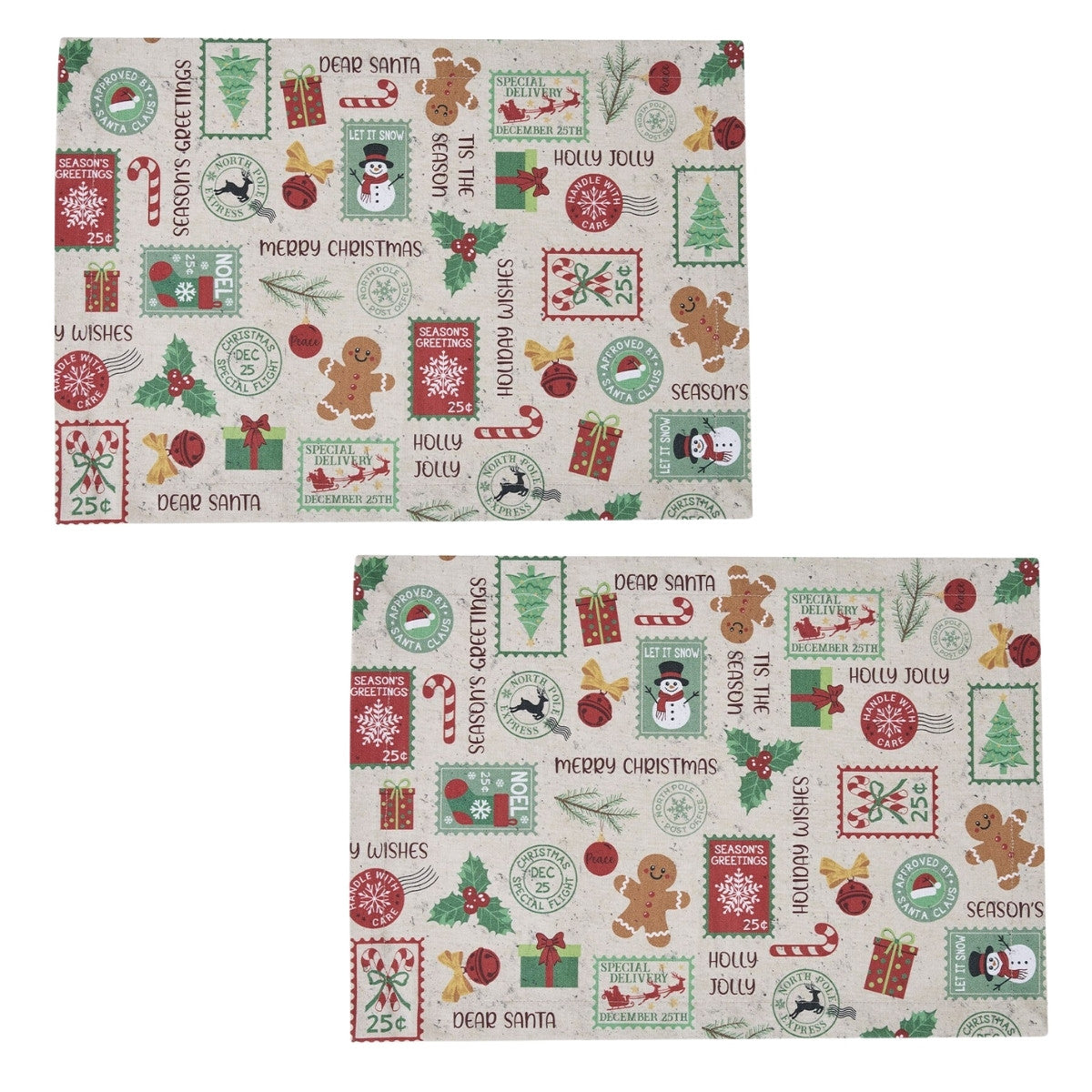 Christmas Stamps Printed Placemat Set of 2