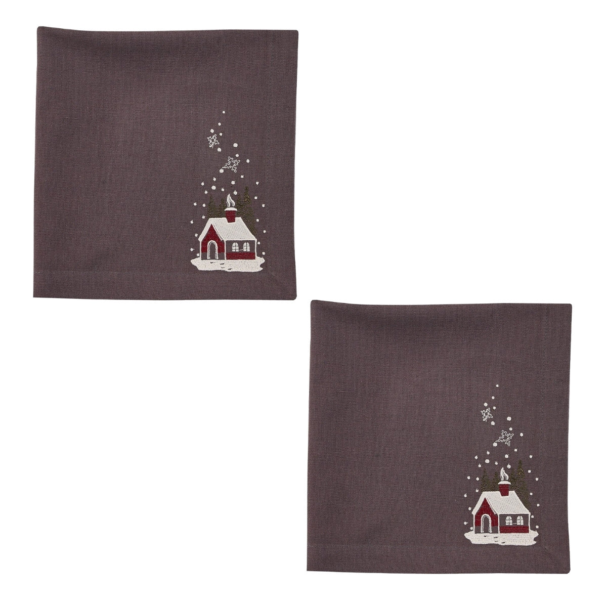 Storybook Christmas Embroidered Napkin Set of 2