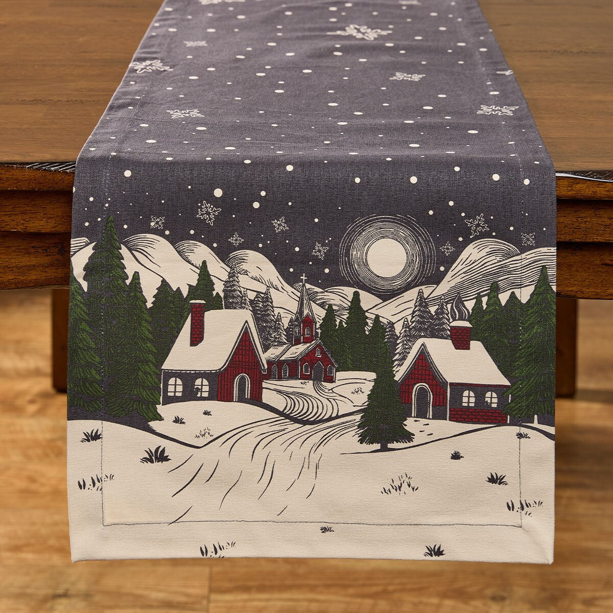 Storybook Christmas Printed Table Runner 72" Long
