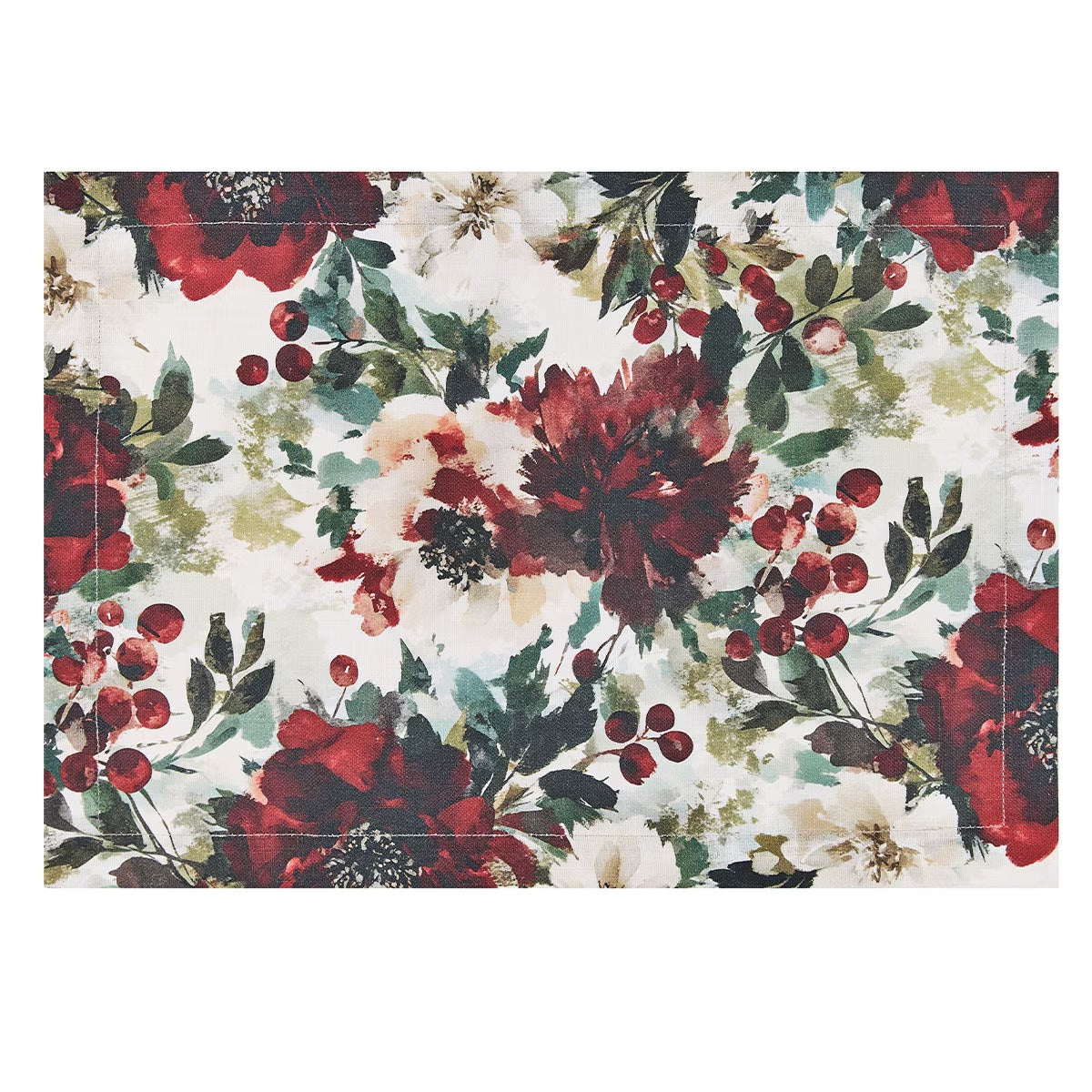 Merlot Camelias Printed Placemat Set of 2