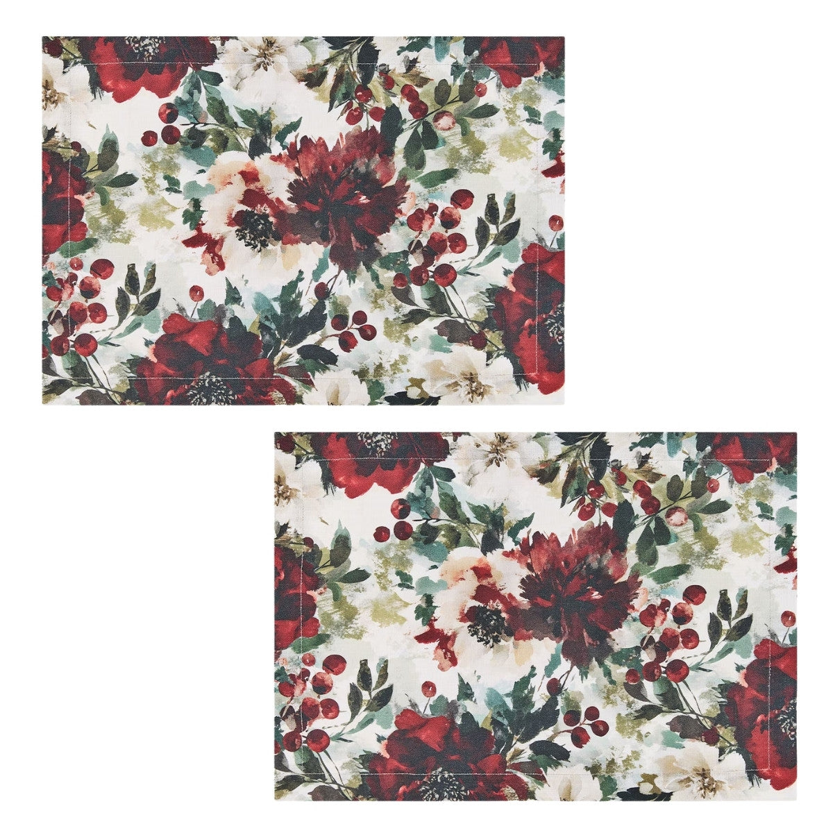 Merlot Camelias Printed Placemat Set of 2
