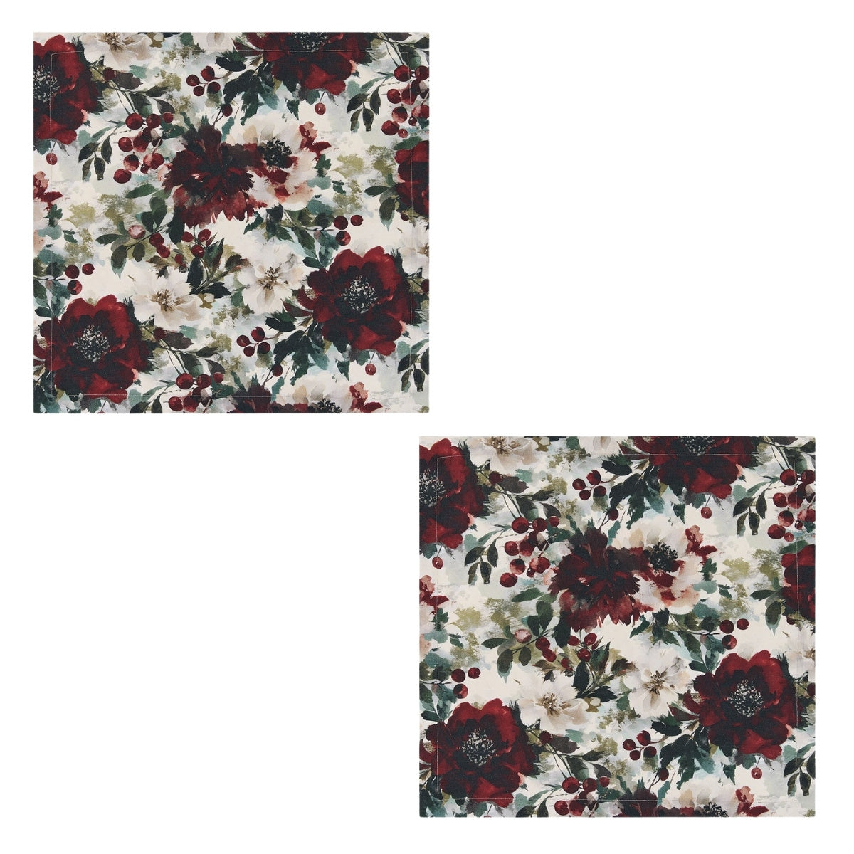 Merlot Camelias Printed Napkin Set of 2
