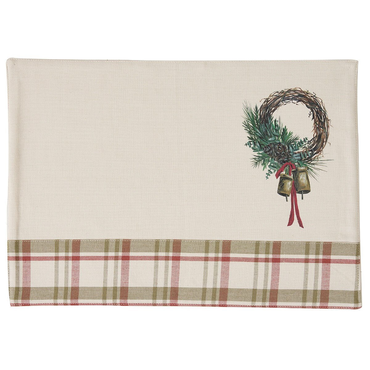Cowbell Christmas Printed Plaid Border Placemat Set of 2