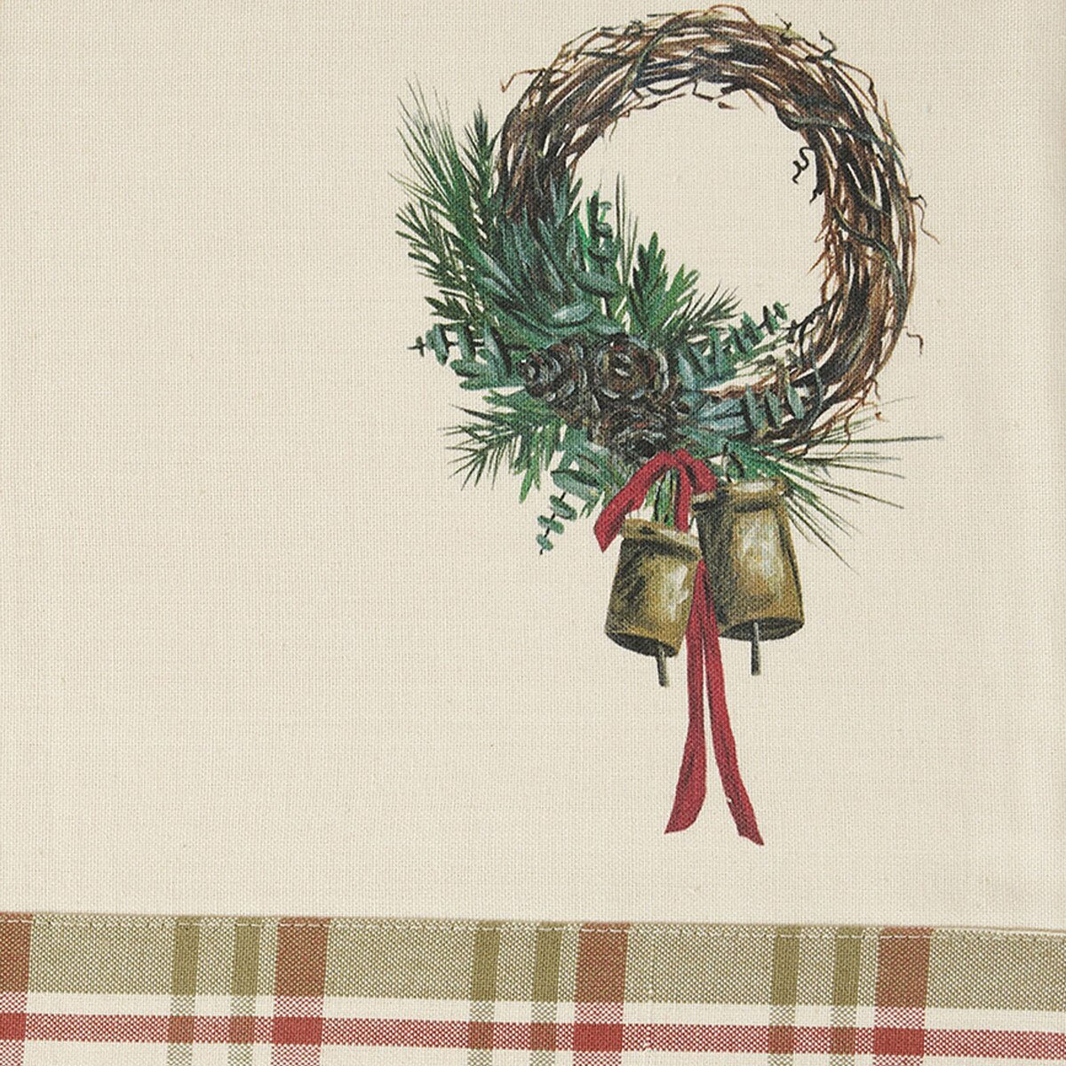 Cowbell Christmas Printed Plaid Border Placemat Set of 2