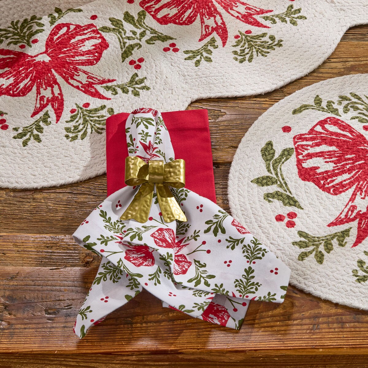 Christmas Bows Printed Napkin Set of 2