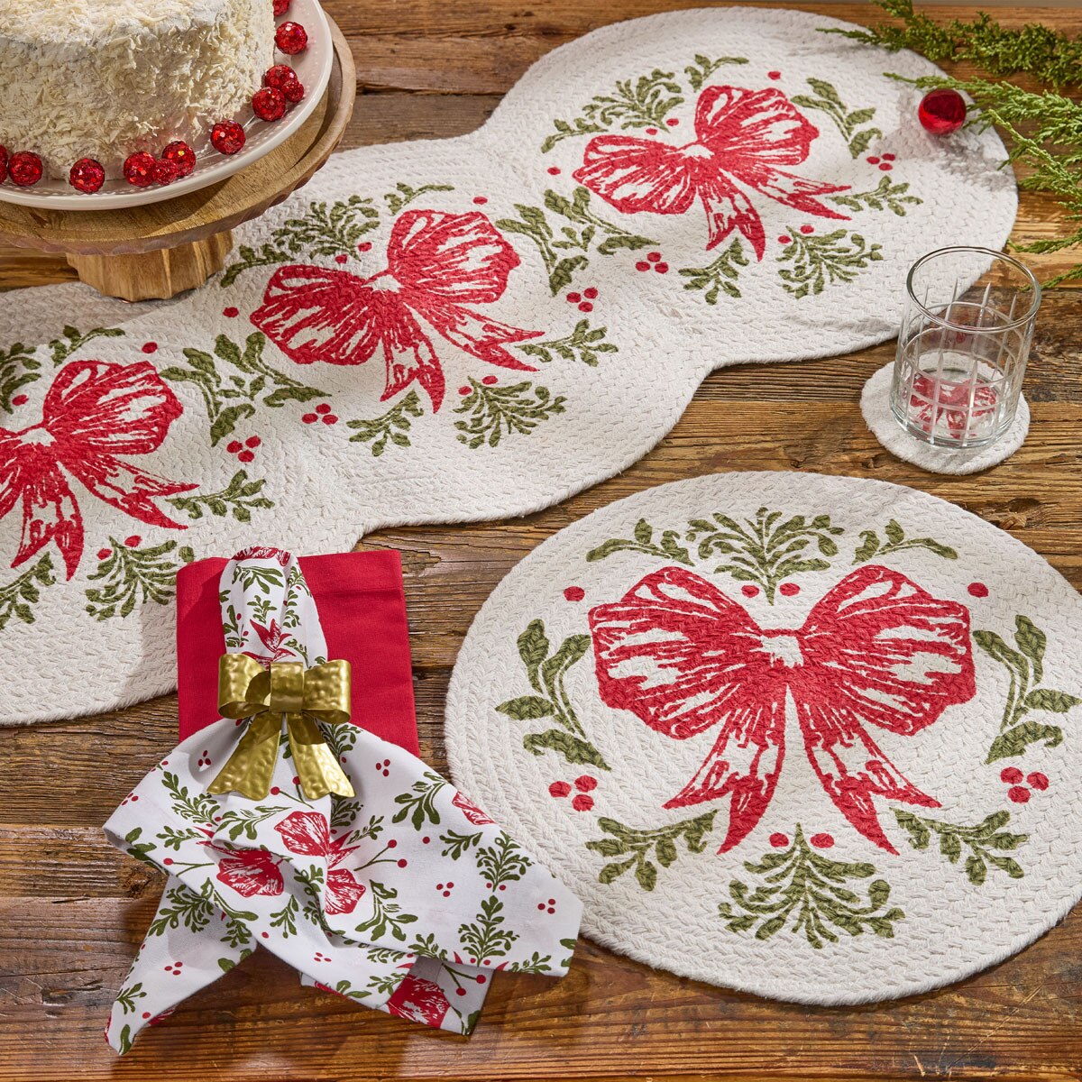 Christmas Bows Printed Napkin Set of 2