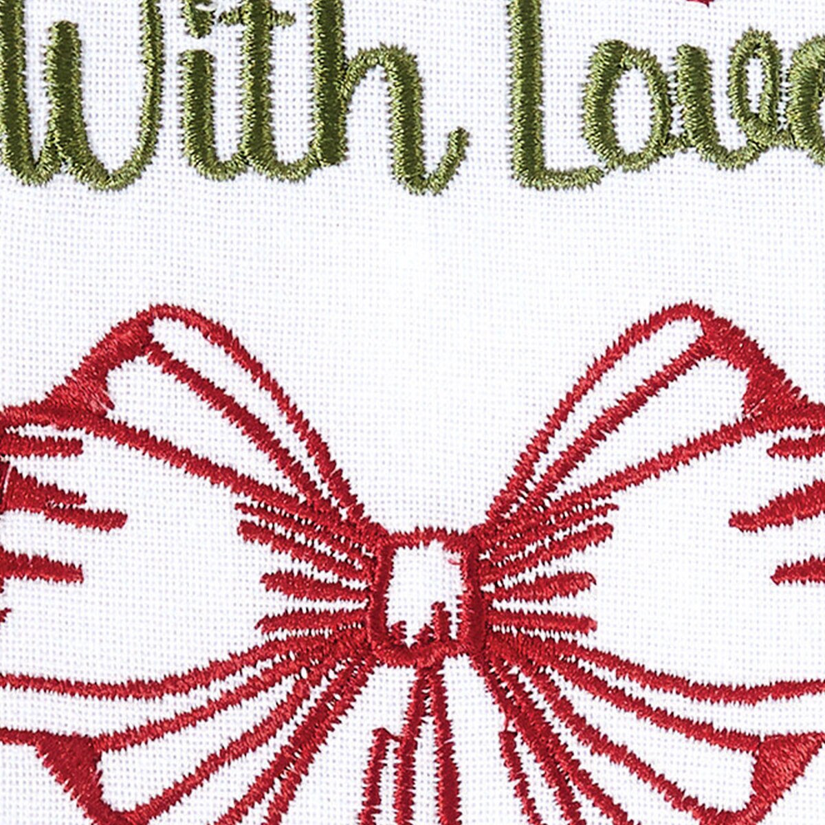 Christmas Bows Embroidered Tied Up With Love Dishtowel Decorative