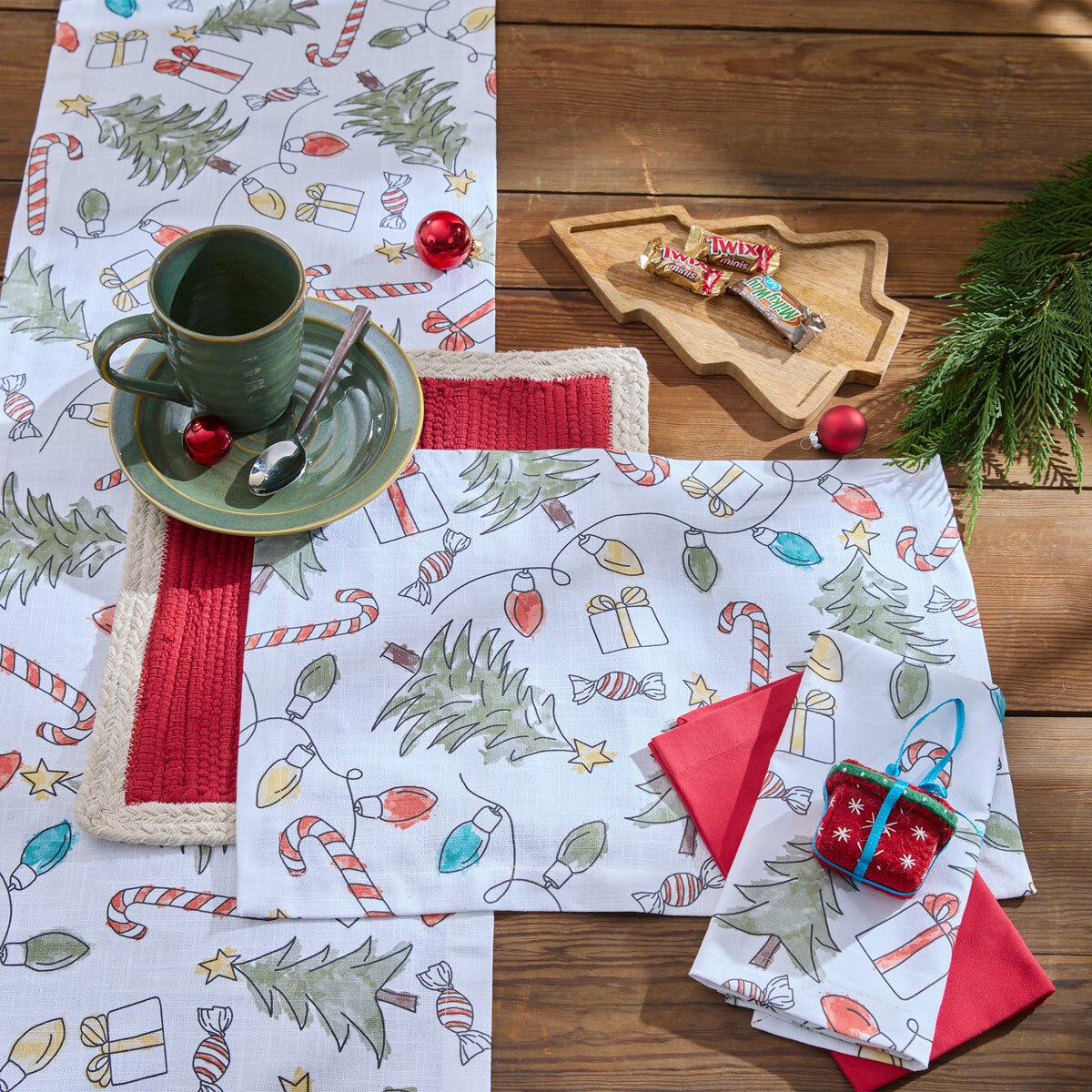 Whimsy Tree Printed Table Runner 54'' Long