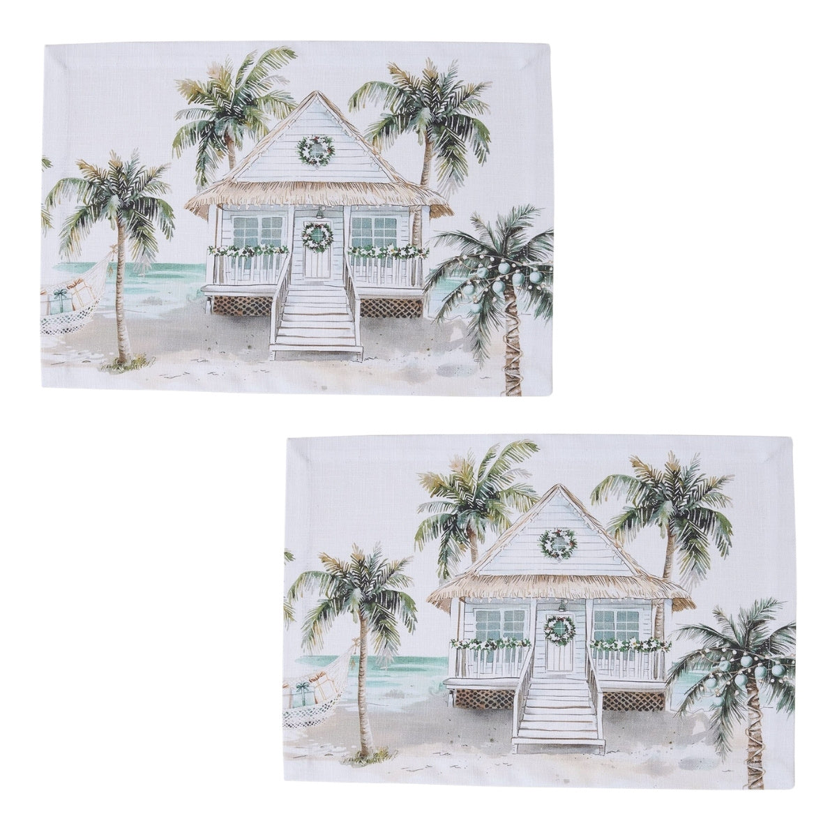Christmas Beach Printed Placemat Set of 2
