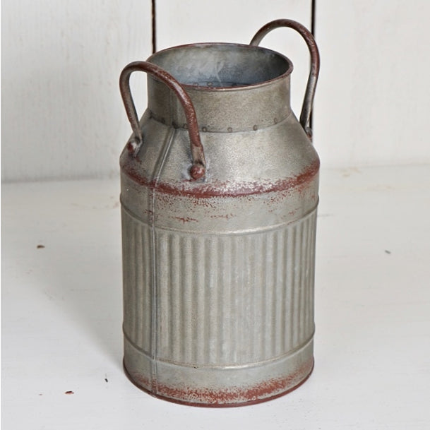 Galvanized Metal Vintage Style Milk Can / Jug With 2 Handles