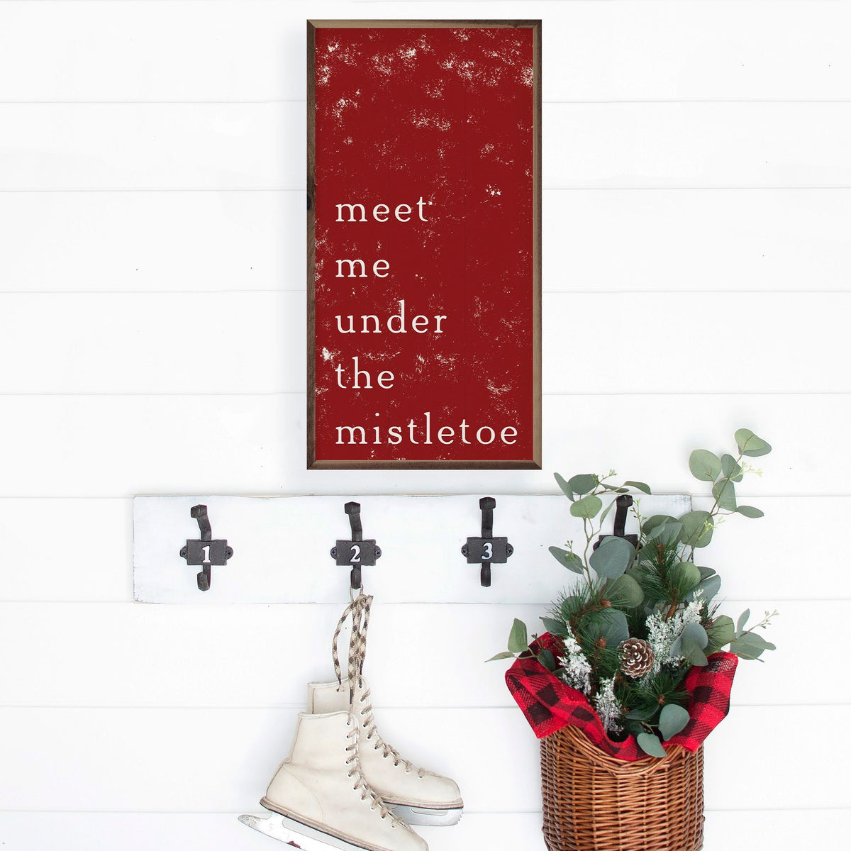 Meet Me Under the Mistletoe Red Printed and Framed Wall Sign