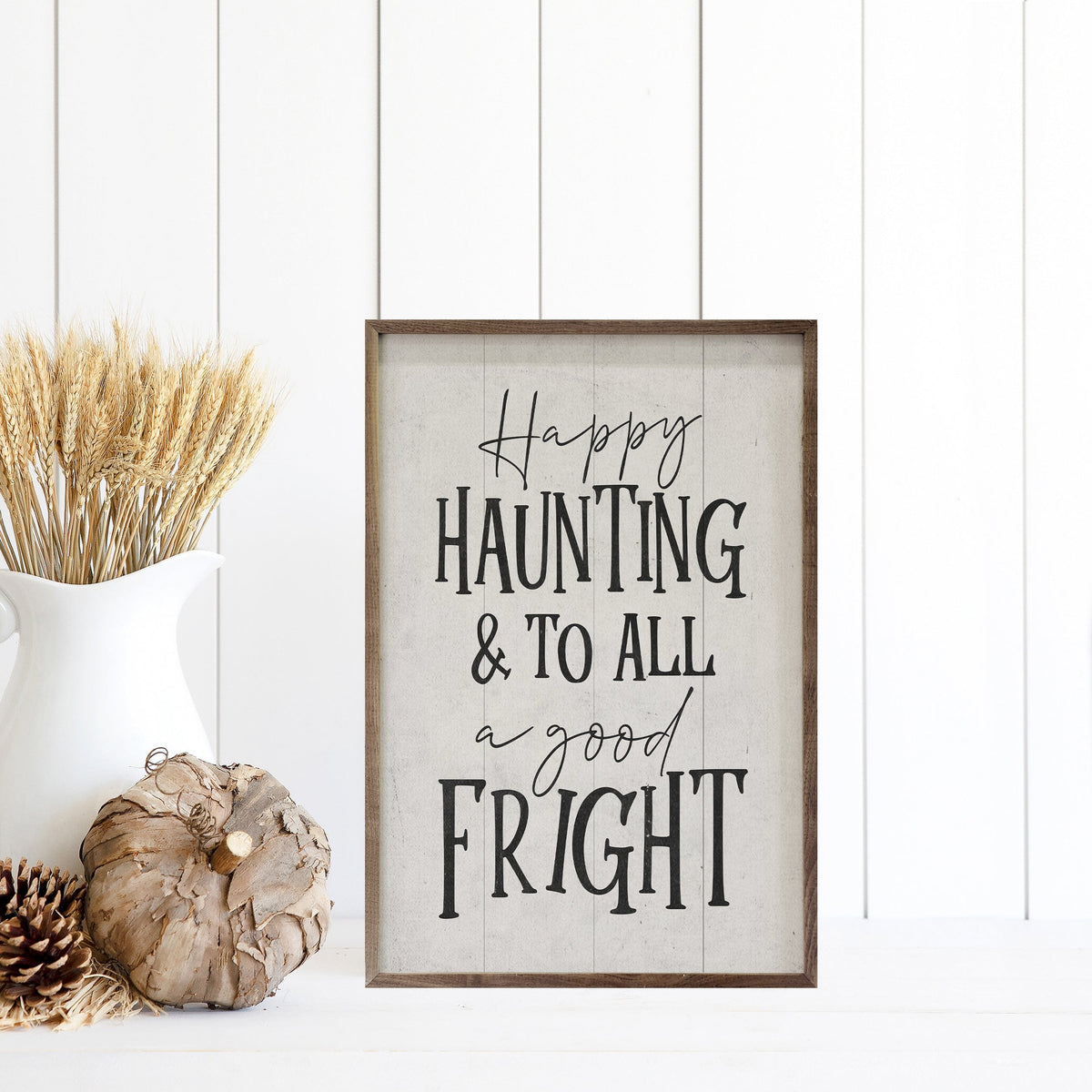 Kendrick Home Walnut Frames A Good Fright White Printed and Framed Wall Sign