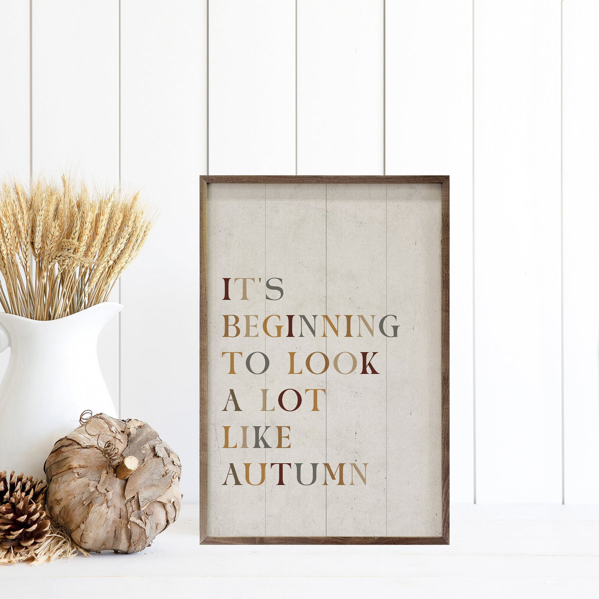 Kendrick Home Walnut Frames A Lot like Autumn White Printed and Framed Wall Sign