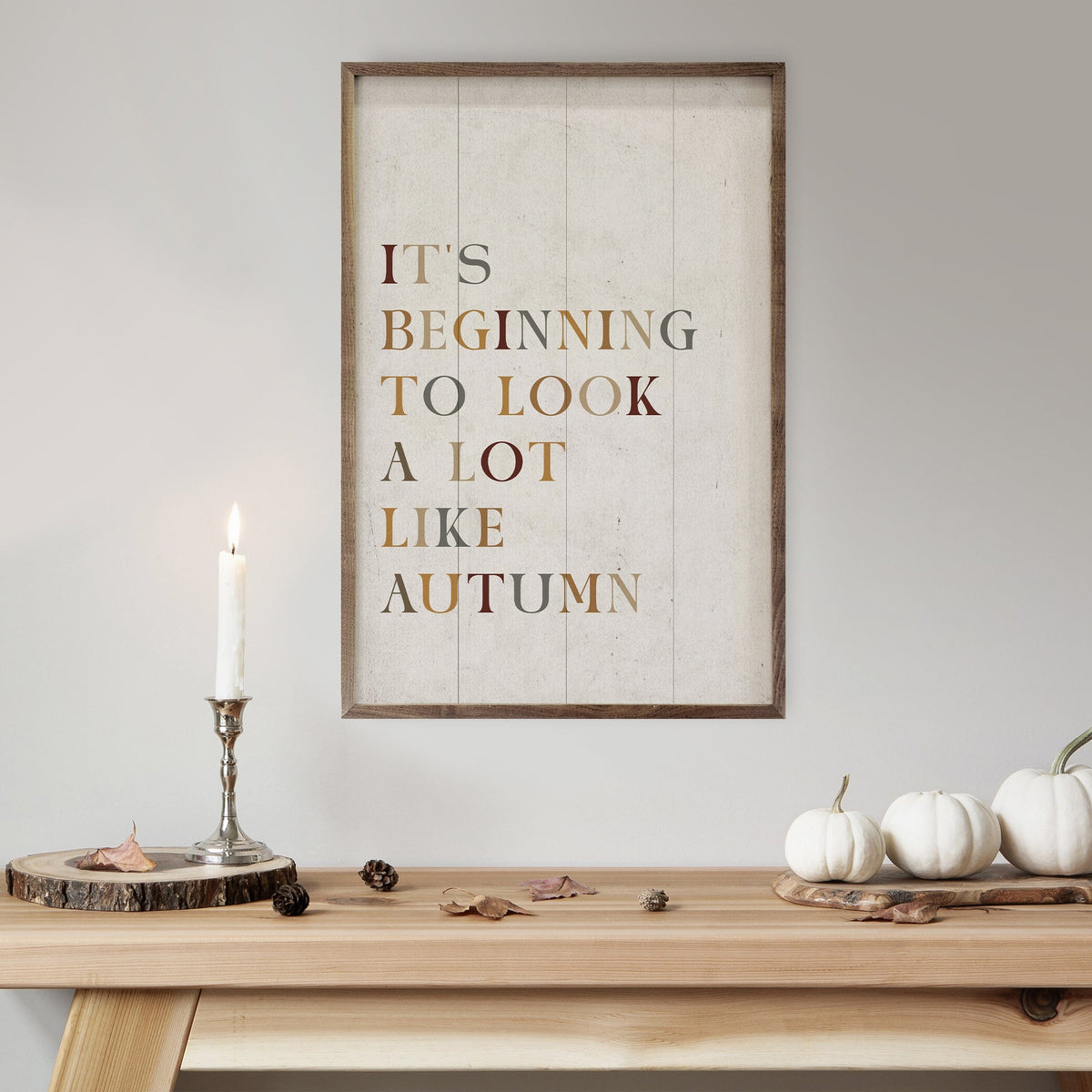 Kendrick Home Walnut Frames A Lot like Autumn White Printed and Framed Wall Sign