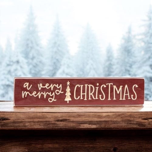 A Very Merry Christmas Sign - Engraved Wood 18&quot; Long