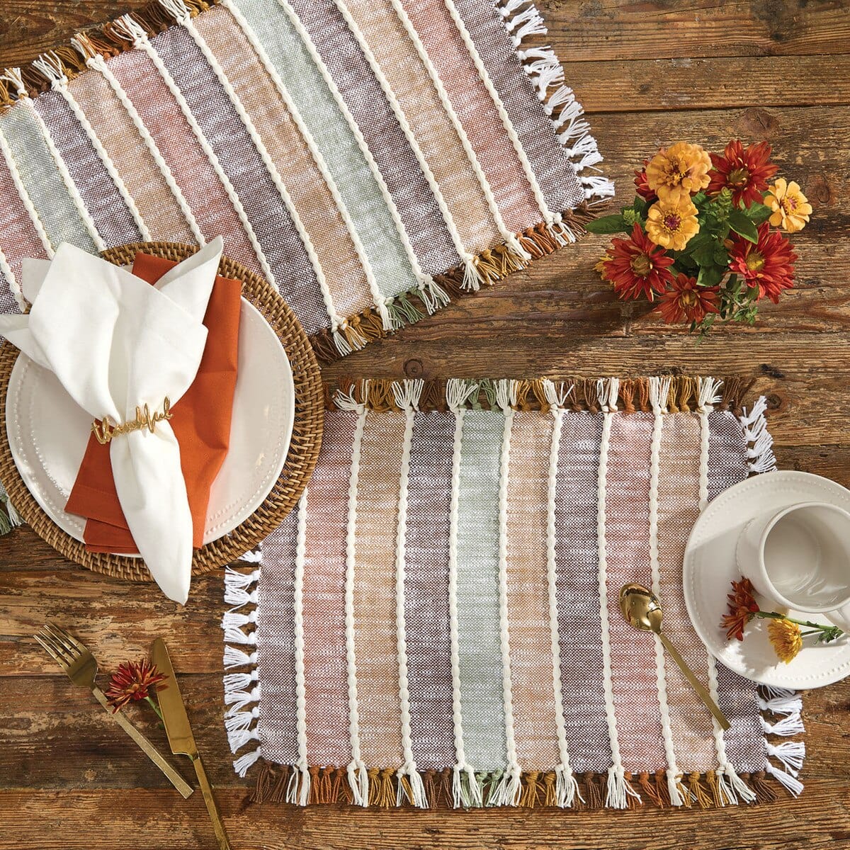 Acorn Spice Stripe Table Runner 54'' Long