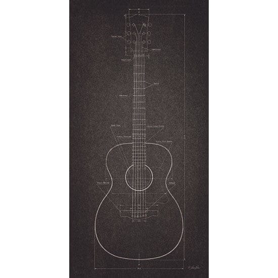 Acoustic Guitar Blueprint By Lauren Rader Art Print - 18 X 36-Penny Lane Publishing-The Village Merchant
