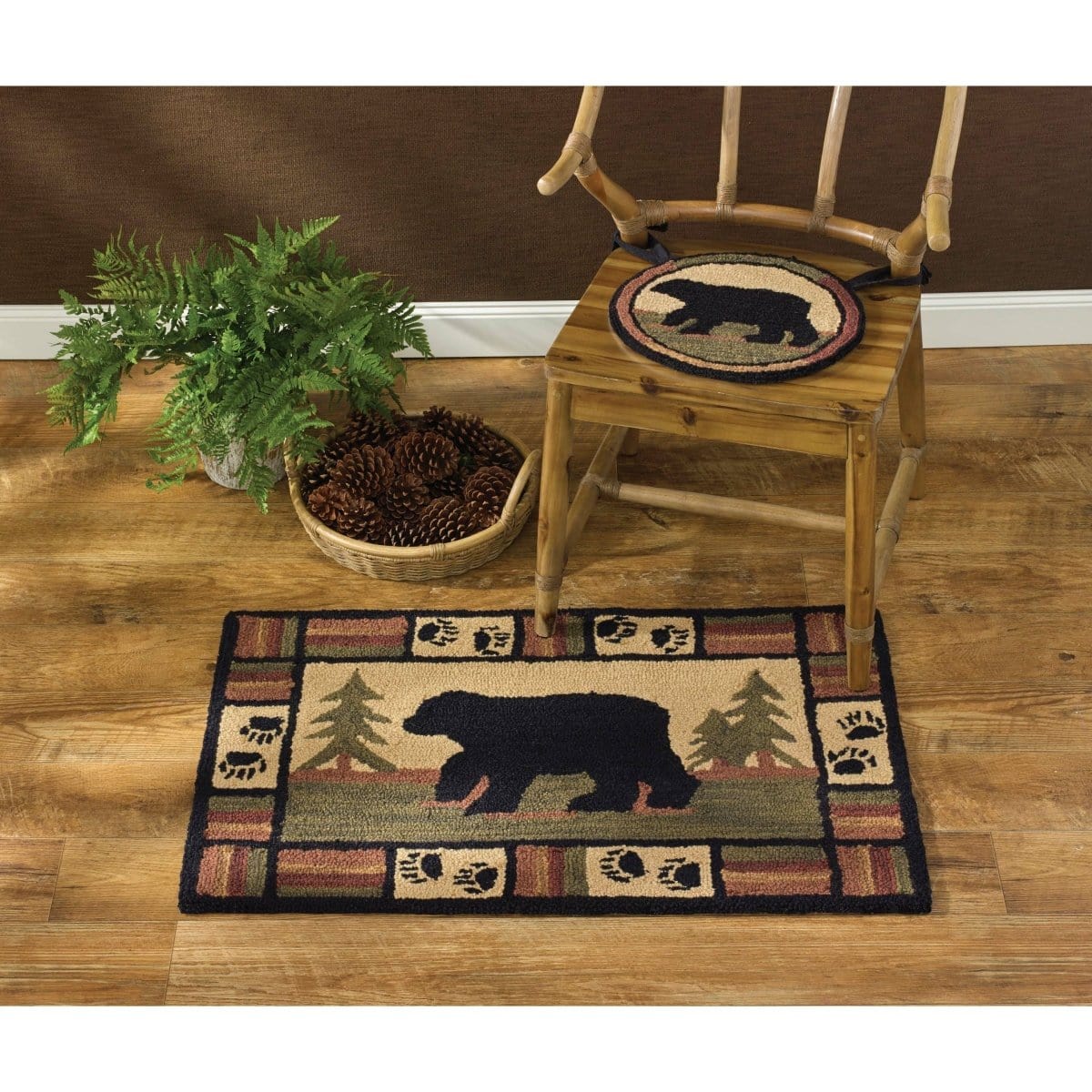 Adirondack Bear Hooked Rug 24" x 36" Rectangle-Park Designs-The Village Merchant