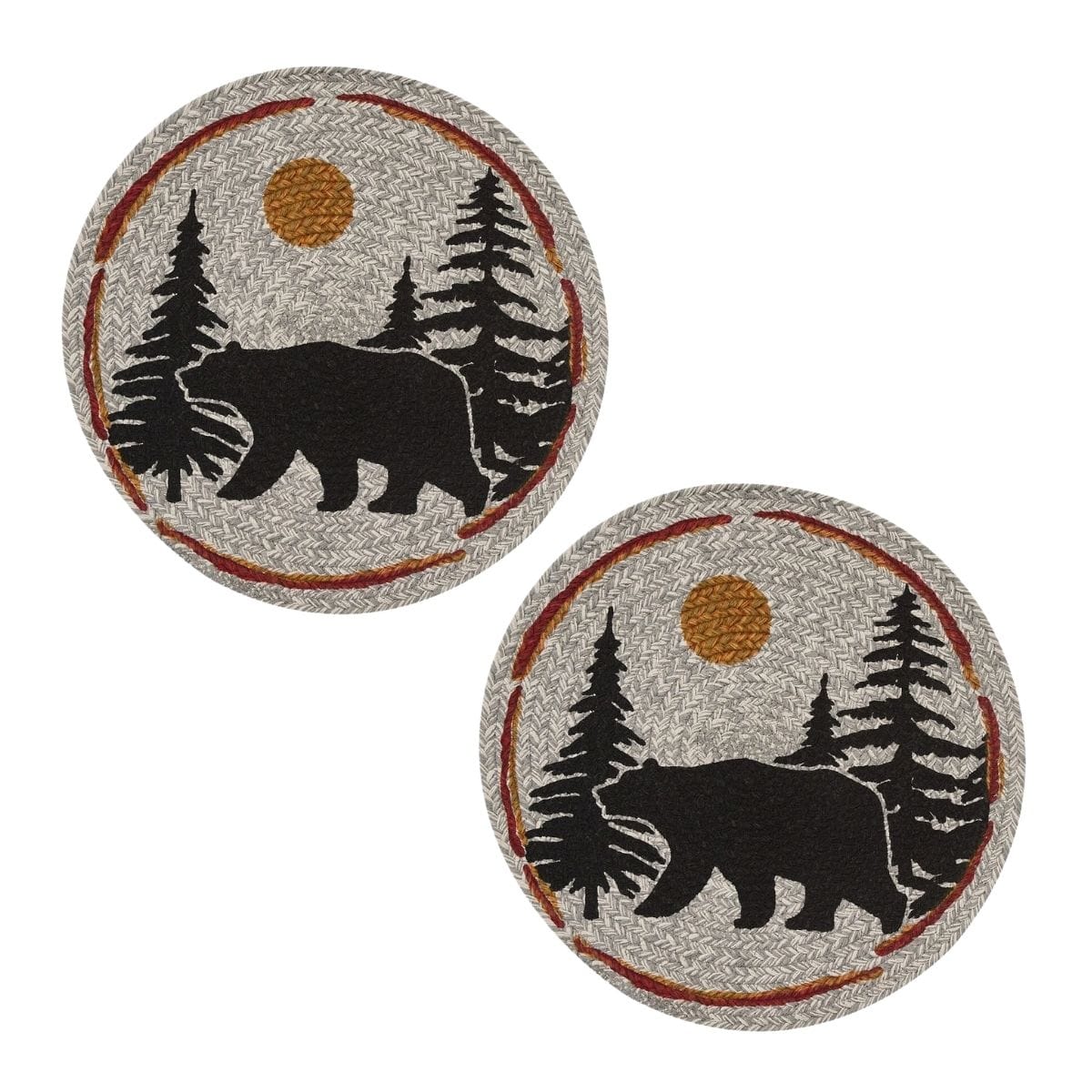 Park Designs Albemarle Black Bear Braided & Printed Placemat Round Set of 2