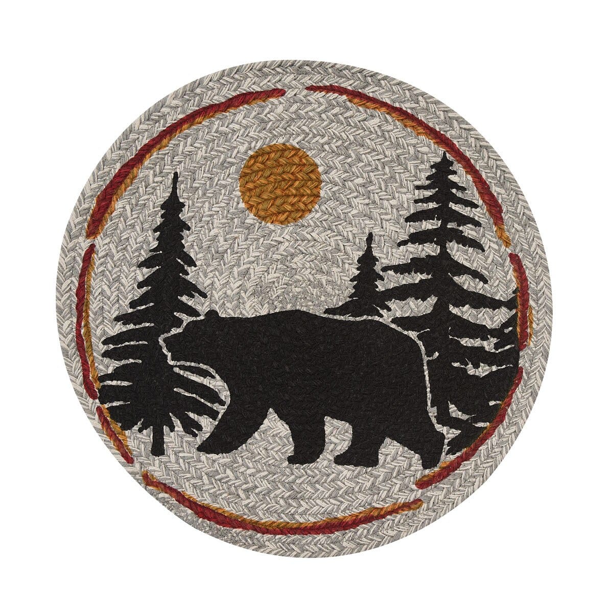 Park Designs Albemarle Black Bear Braided & Printed Placemat Round Set of 2