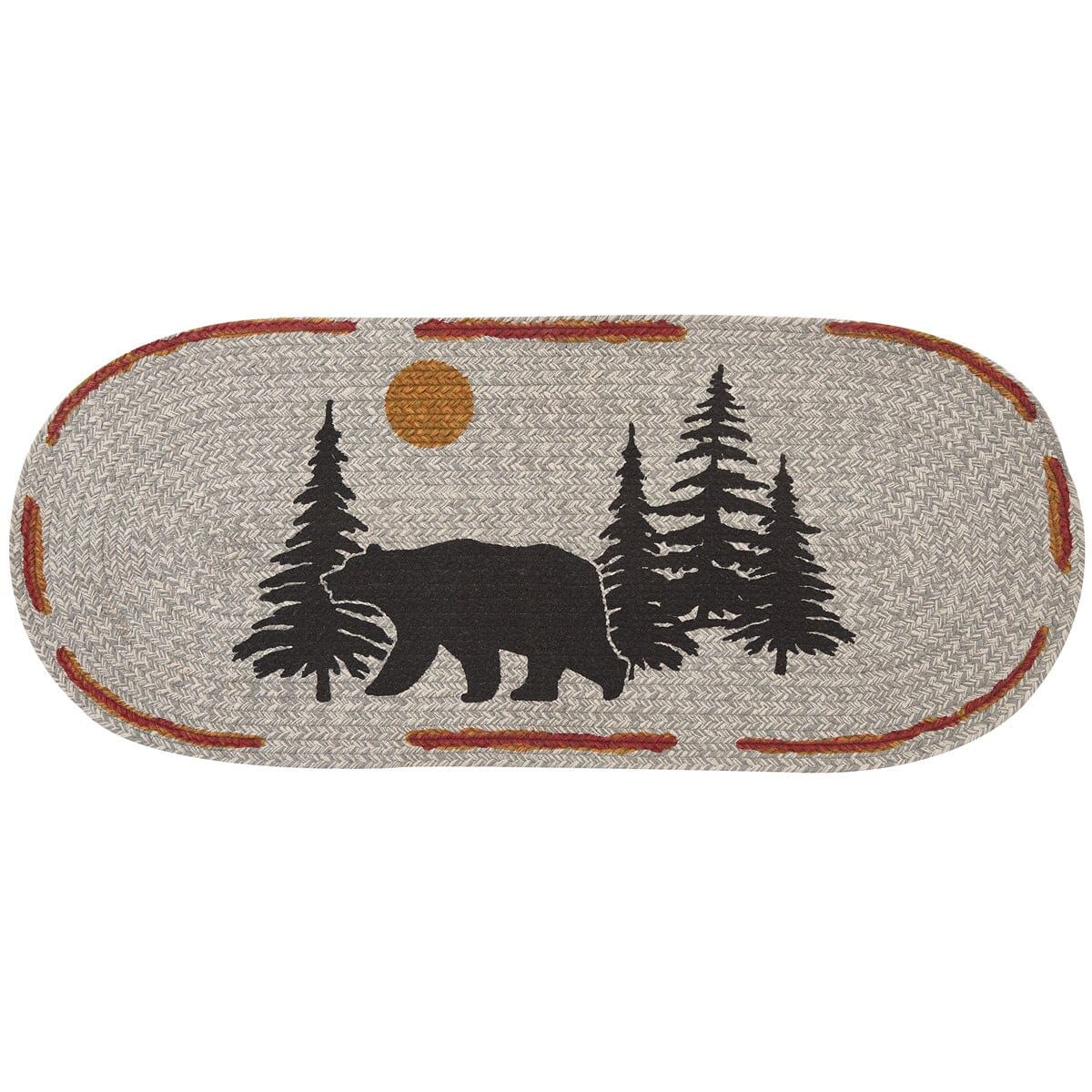 Park Designs Albemarle Black Bear Braided & Printed Table Runner 36" Long Oval