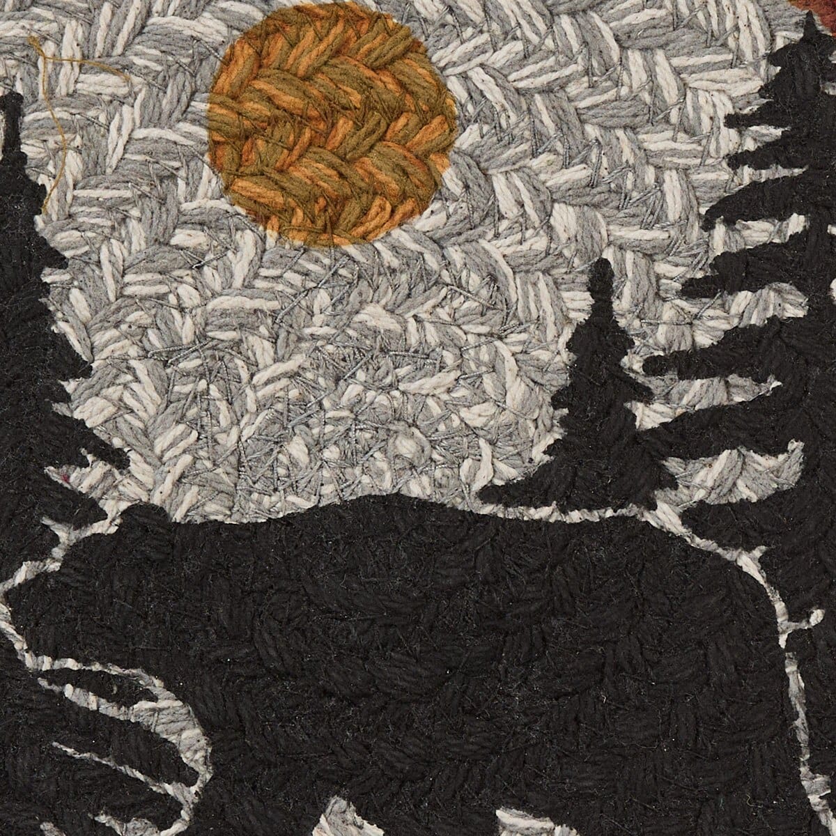 Park Designs Albemarle Black Bear Braided & Printed Trivet 8" Diameter Round Set of 2
