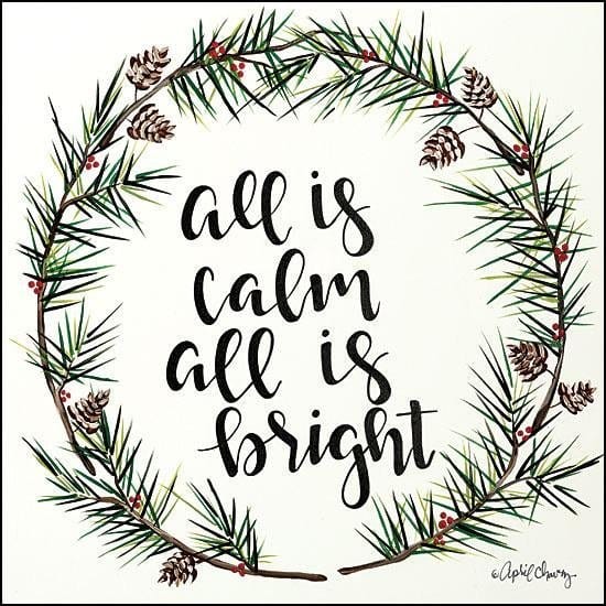 All Is Calm Pinecone Wreath By April Chavez Art Print - 12 X 12-Penny Lane Publishing-The Village Merchant