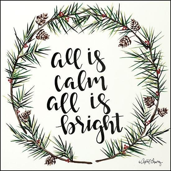 All Is Calm Pinecone Wreath By April Chavez Art Print - 12 X 12-Penny Lane Publishing-The Village Merchant