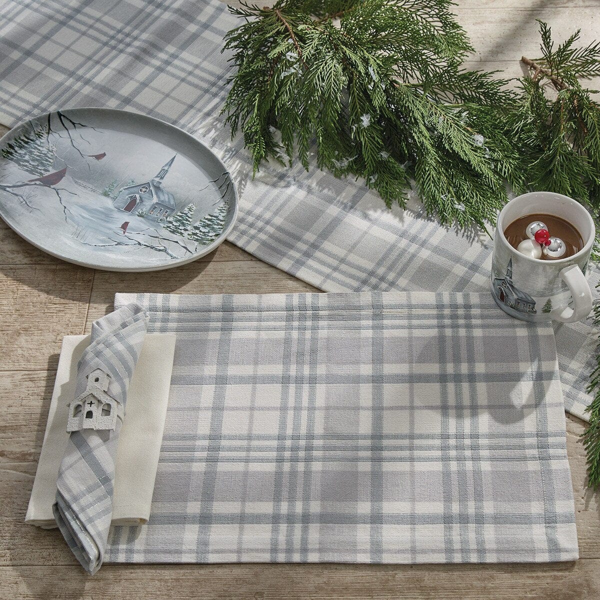 All Is Calm Plaid Napkin Set of 2