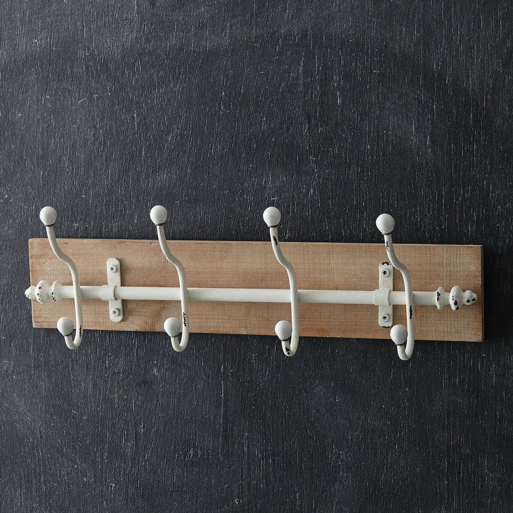 Alma 4 Hook Wall Rack - Wood & Metal-CTW Home-The Village Merchant