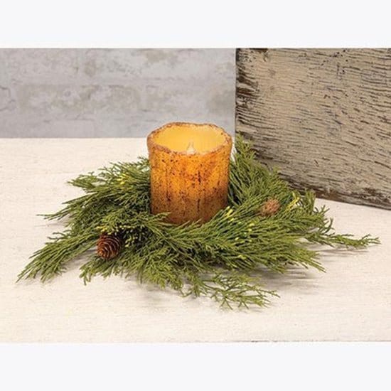 Alpine Cedar Candle Ring / Wreath 4.5&quot; Inner Diameter-Craft Wholesalers-The Village Merchant