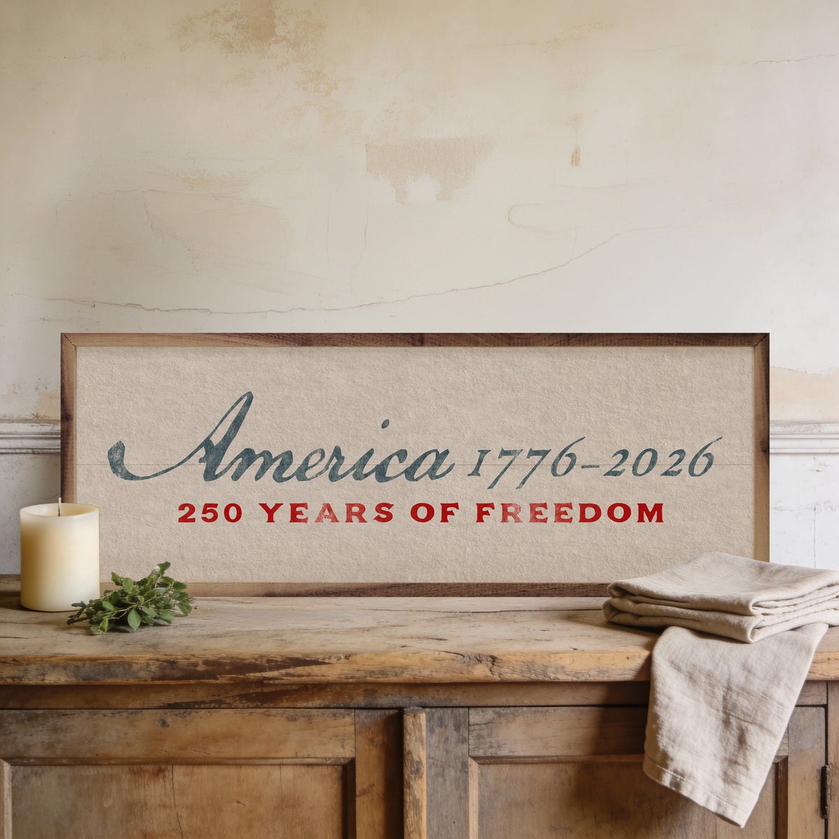 Kendrick Home Walnut Frames America 1776-2026 Heritage Printed and Framed Wall Sign