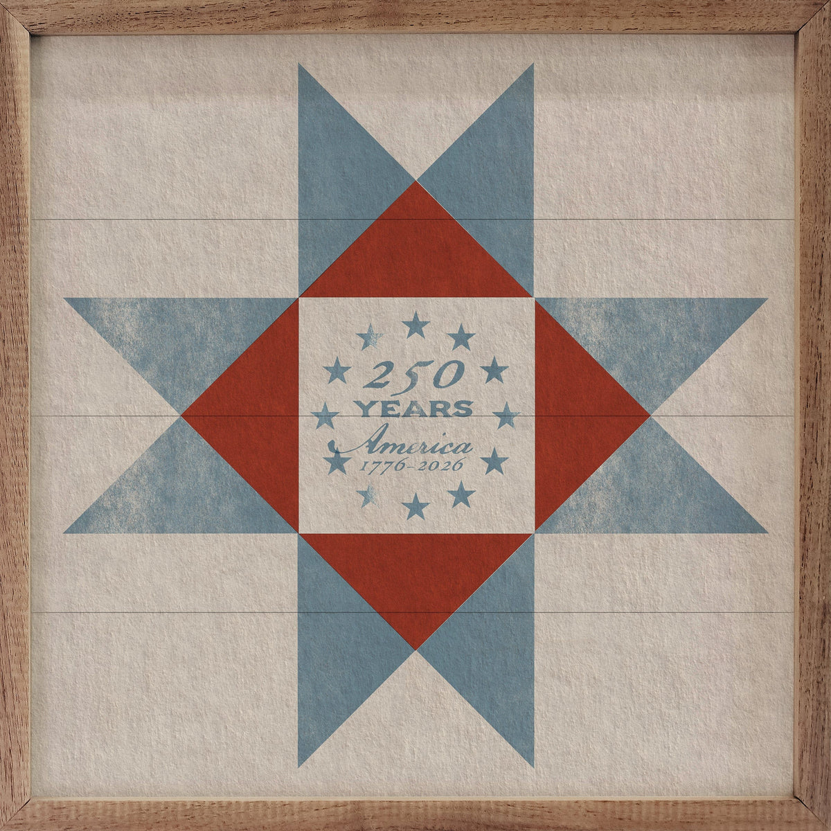 Kendrick Home Walnut Frames Sizes America 250 Heritage Quilt Block Printed and Framed Wall Sign