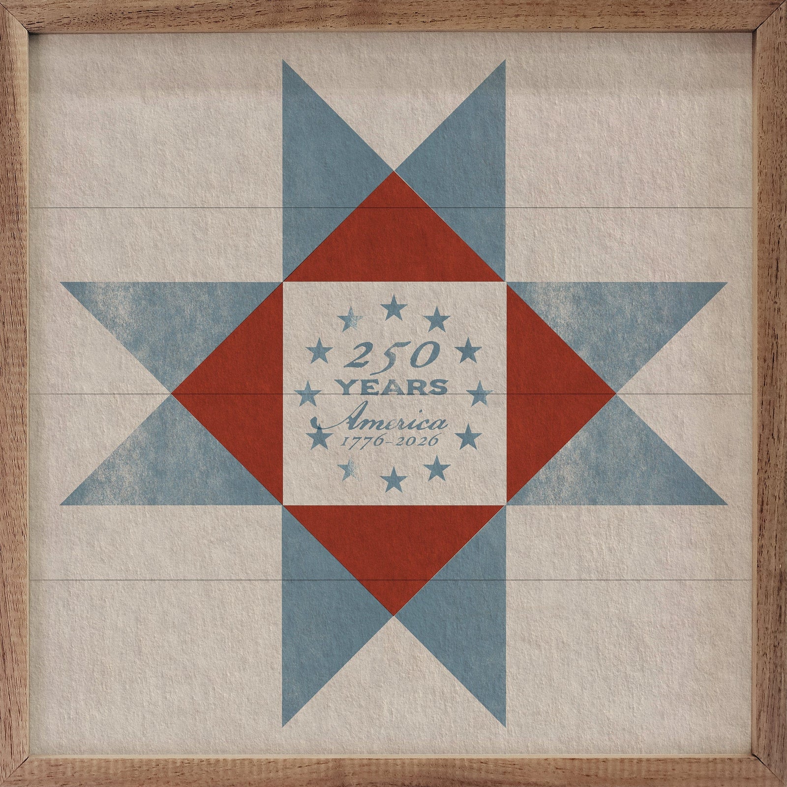Kendrick Home Walnut Frames Sizes America 250 Heritage Quilt Block Printed and Framed Wall Sign
