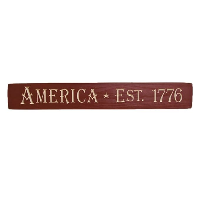 America Est. 1776 Sign - Engraved Wood 24&quot; Long-CWI Gifts-The Village Merchant