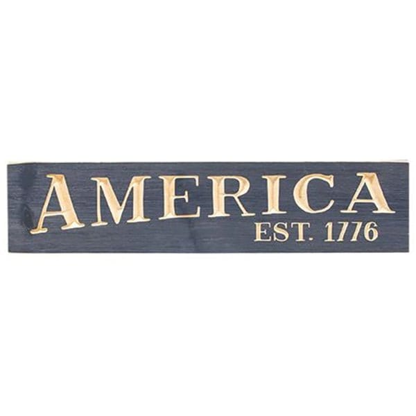 America Est. 1776 Sign Engraved Wood Sign 24" Long-CWI Gifts-The Village Merchant