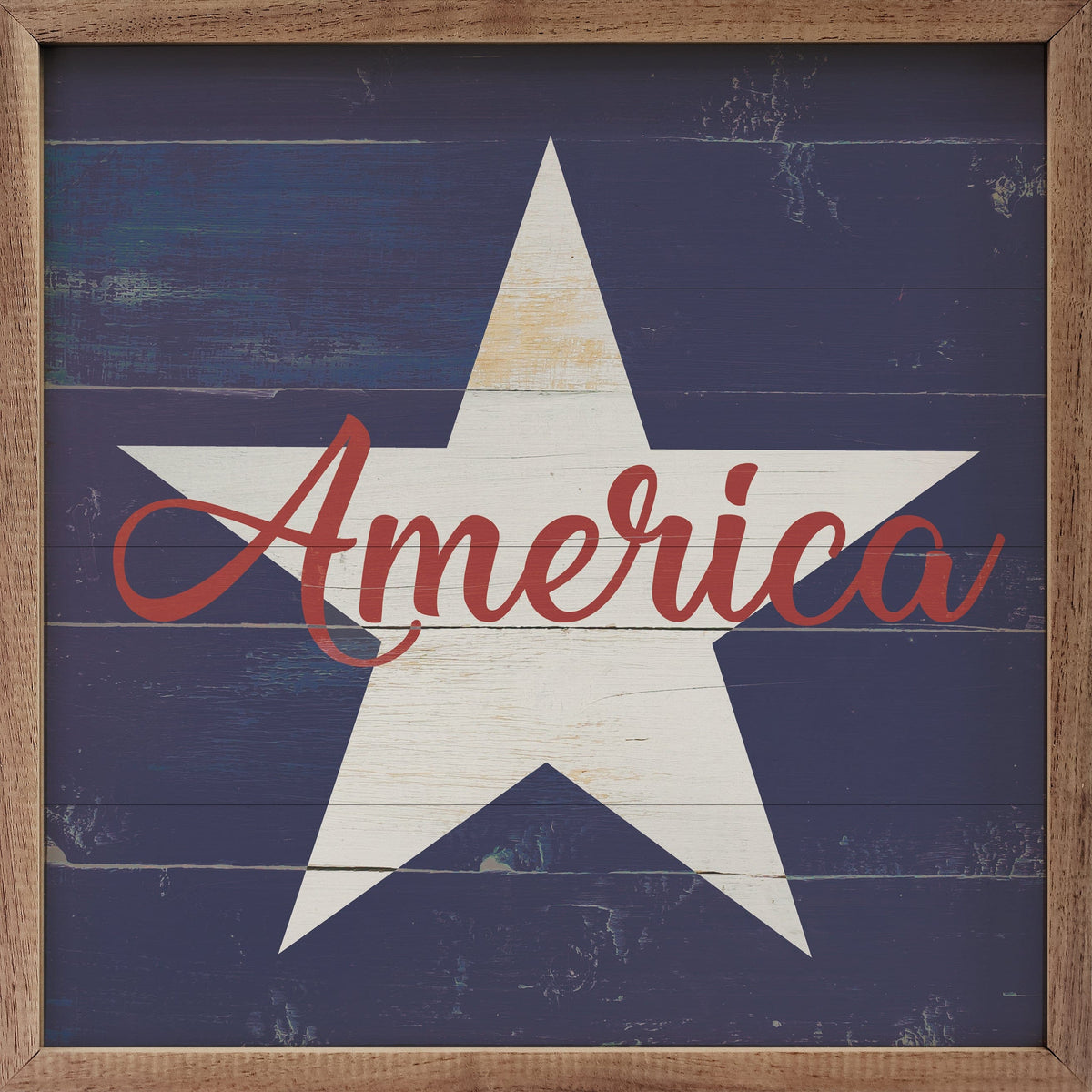 America Star Blue Printed and Framed Wall Sign
