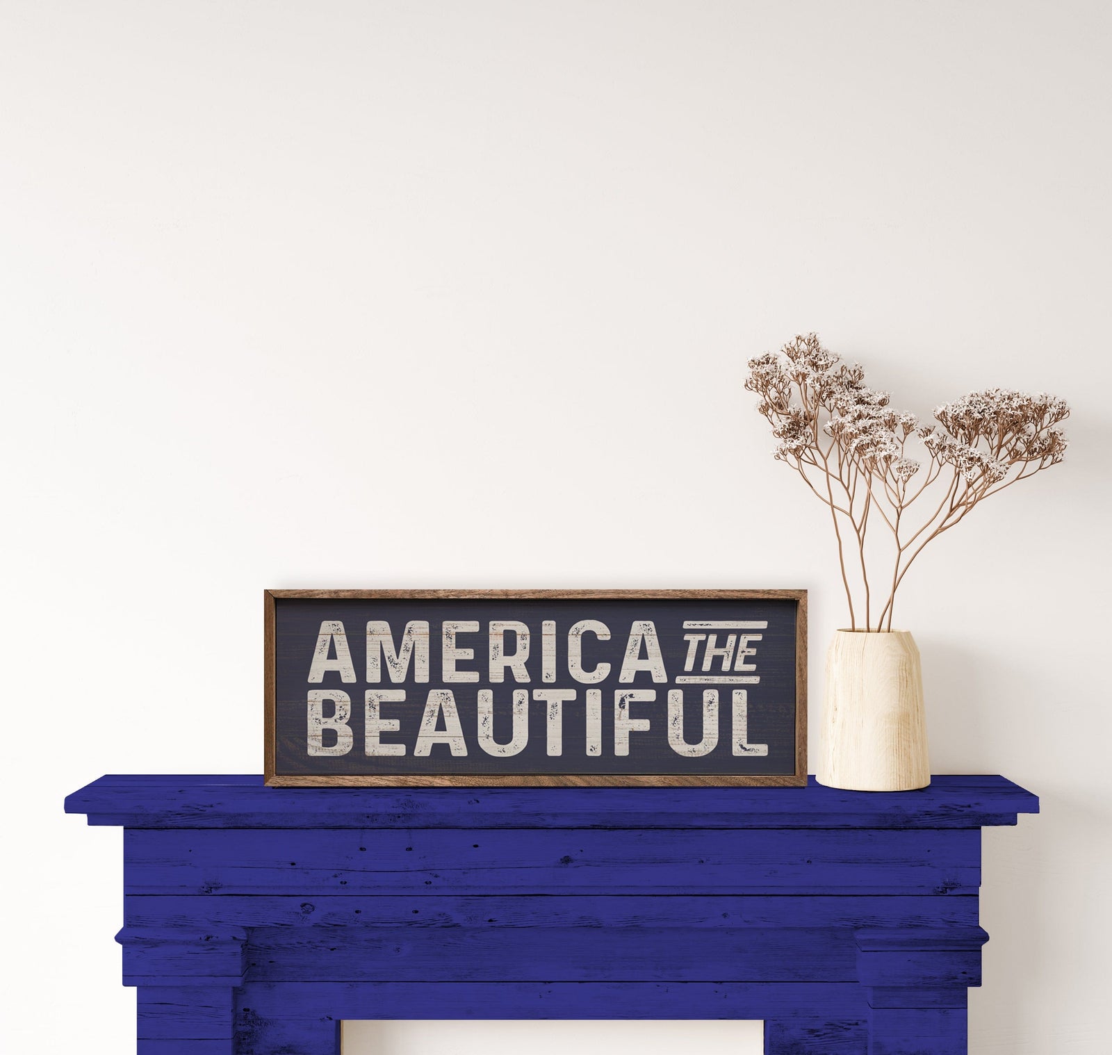 Kendrick Home Walnut Frames Sizes America The Beautiful Blue Printed and Framed Wall Sign