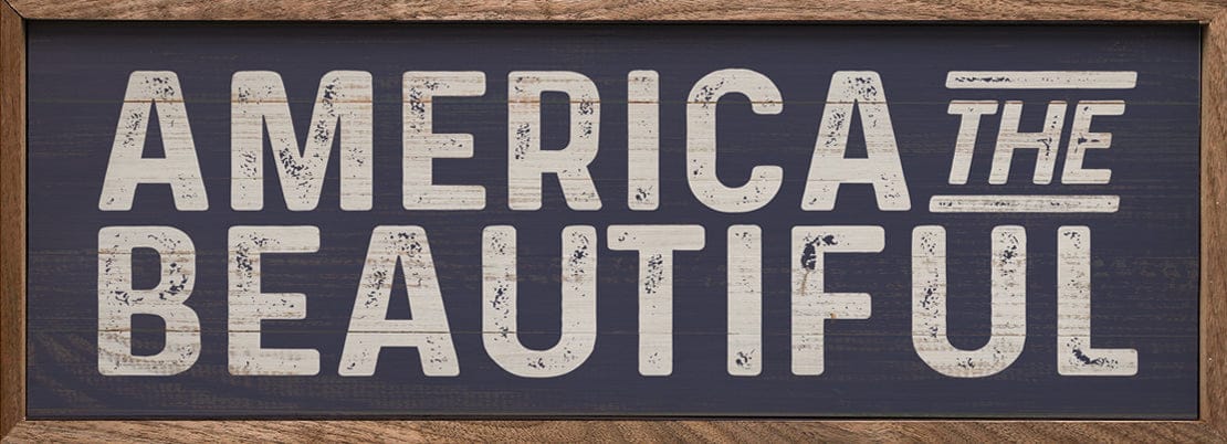 Kendrick Home Walnut Frames Sizes America The Beautiful Blue Printed and Framed Wall Sign