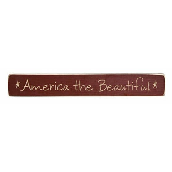 America The Beautiful Sign - Engraved Wood 12&quot; Long-Craft Wholesalers-The Village Merchant