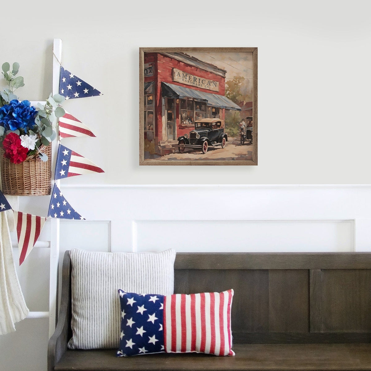Kendrick Home Walnut Frames American Hardware Co Printed and Framed Wall Sign