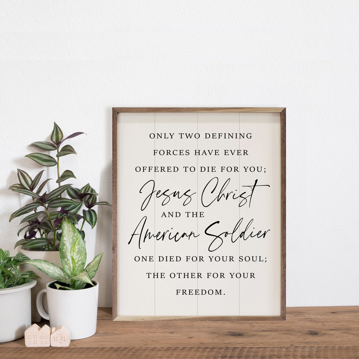 American Soldier White Printed and Framed Wall Sign
