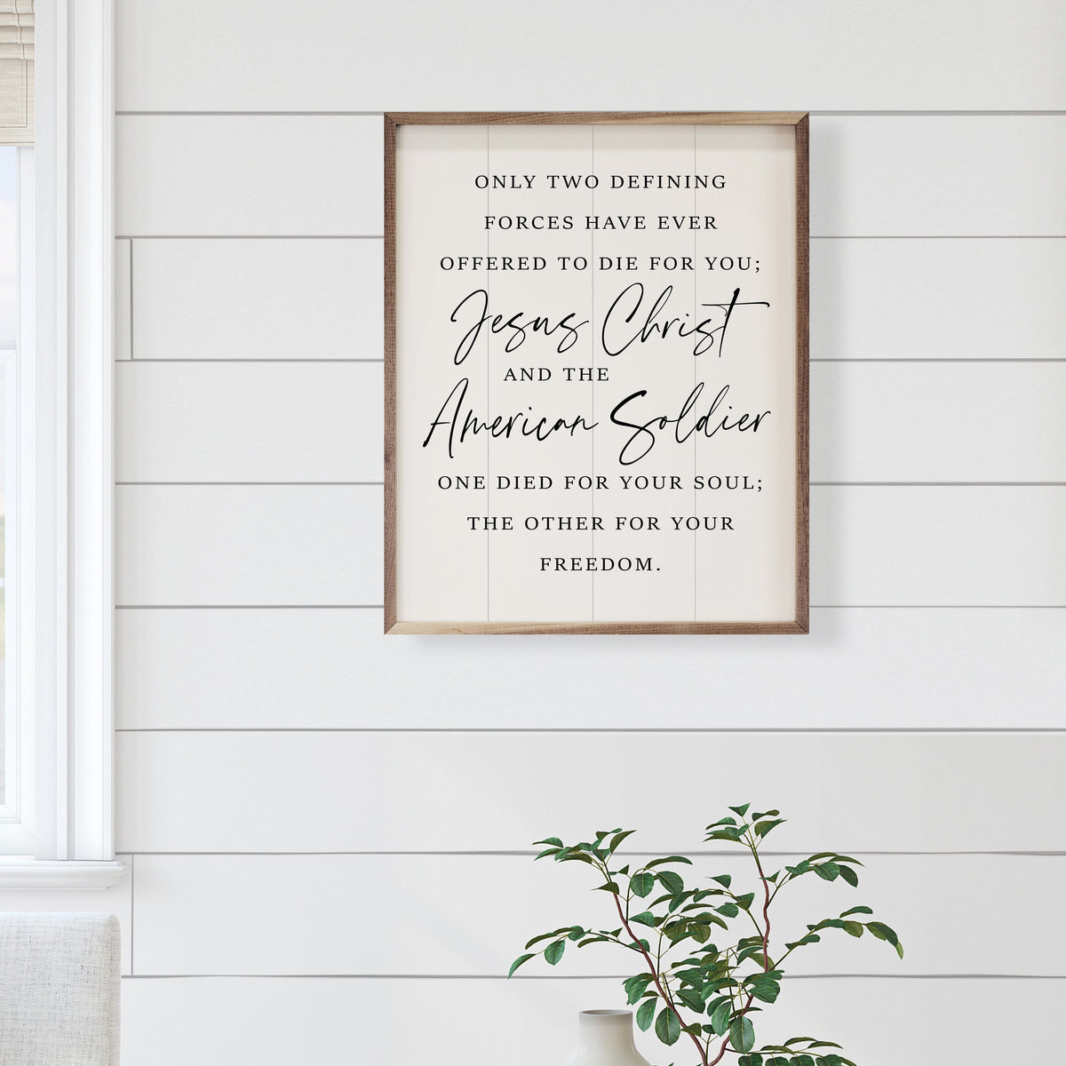 American Soldier White Printed and Framed Wall Sign
