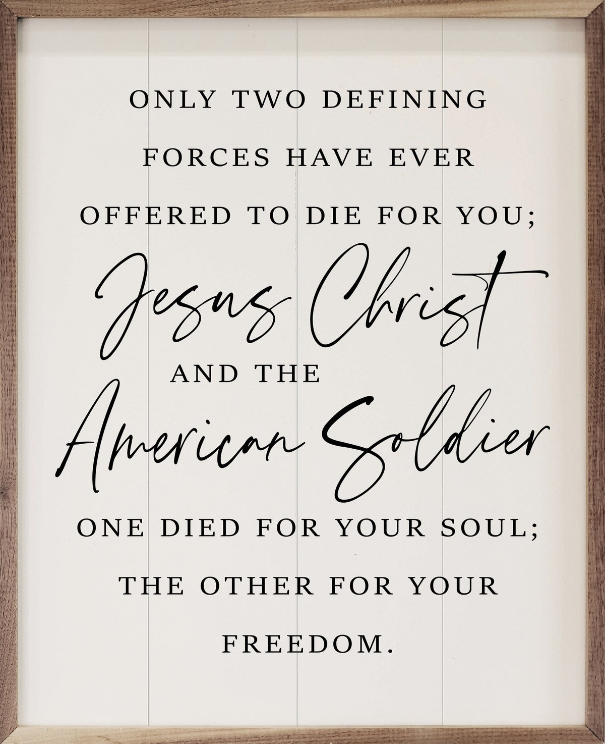 American Soldier White Printed and Framed Wall Sign