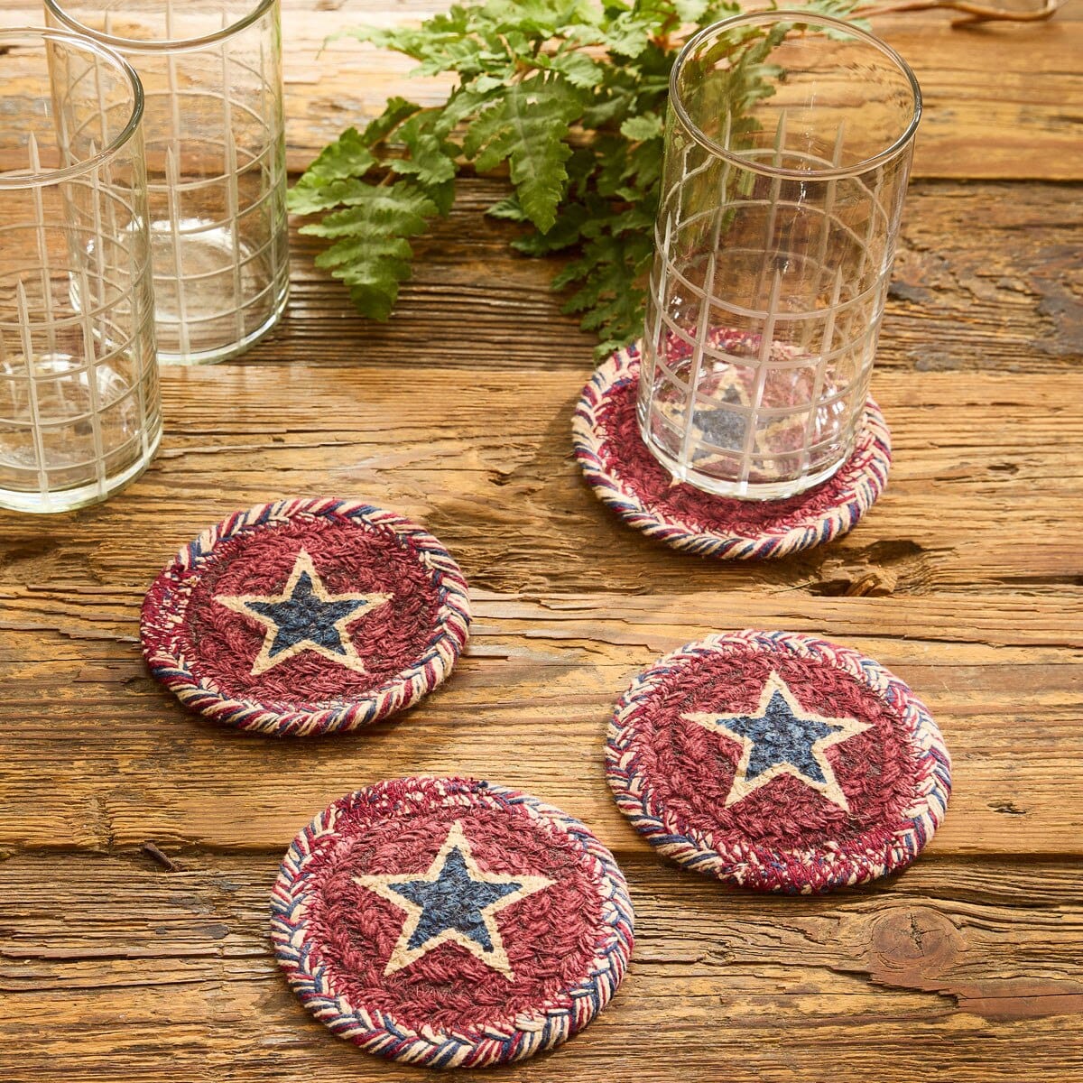Park Designs Coaster American Star Braided & Printed Coaster Round Set of 4