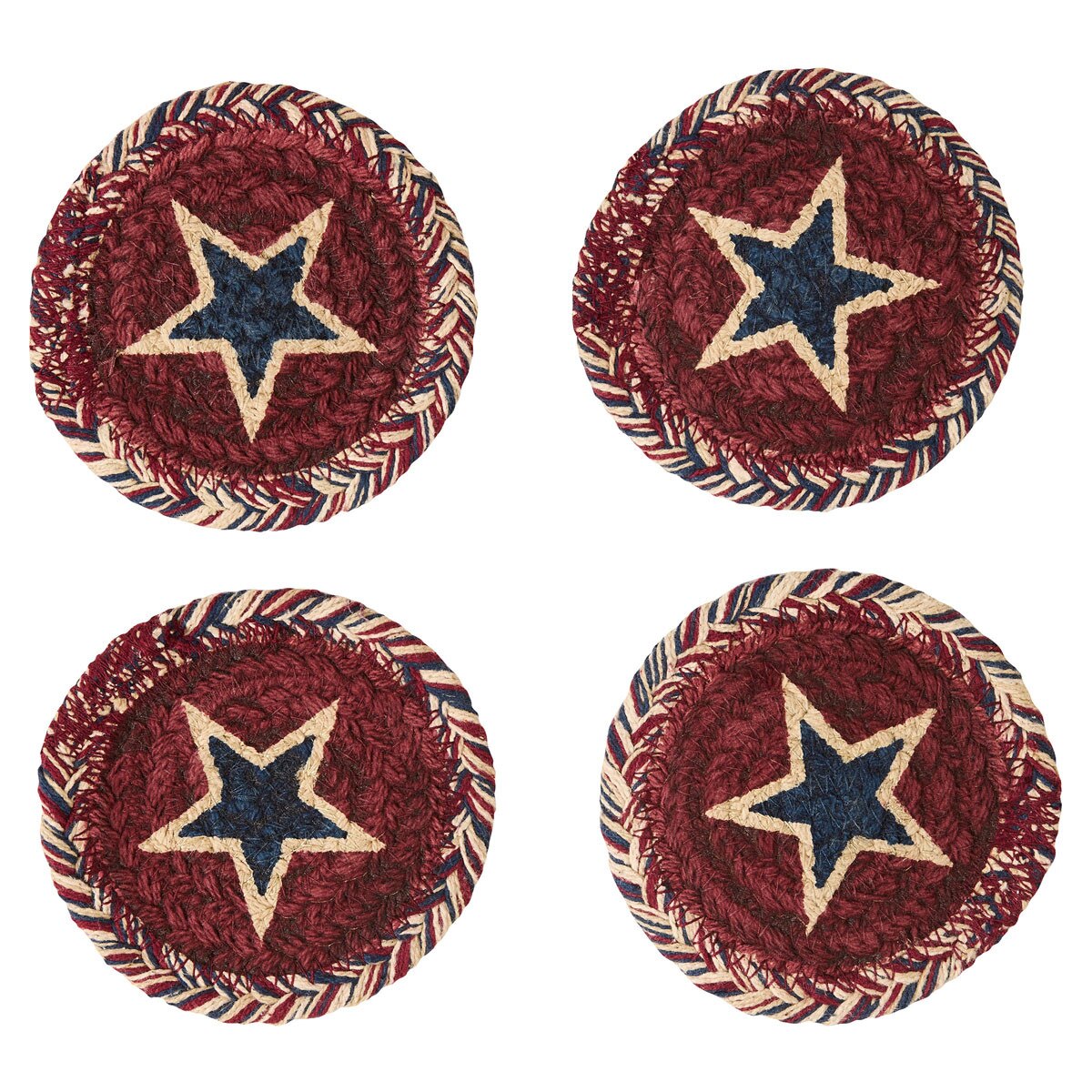 Park Designs Coaster American Star Braided & Printed Coaster Round Set of 4