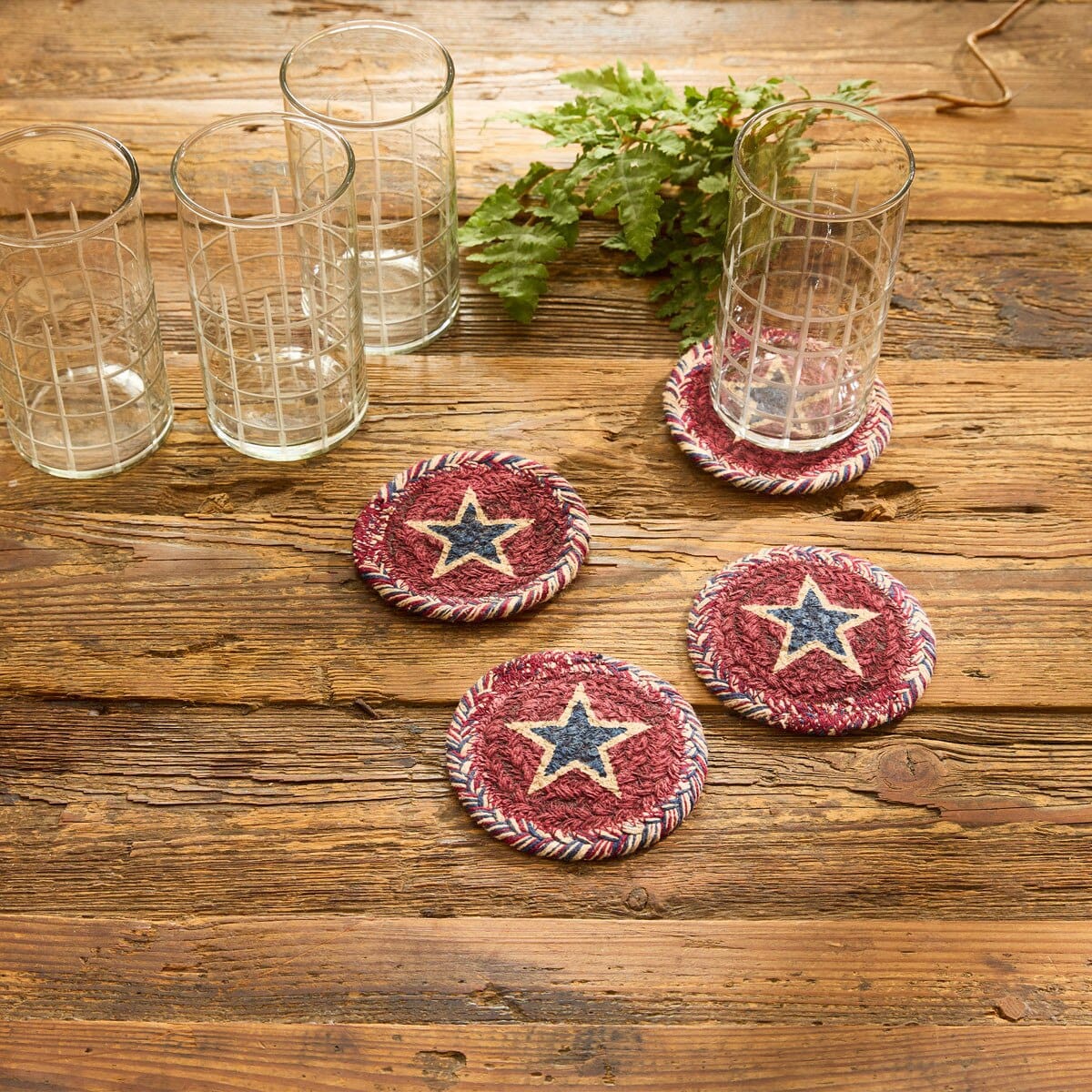 Park Designs Coaster American Star Braided & Printed Coaster Round Set of 4