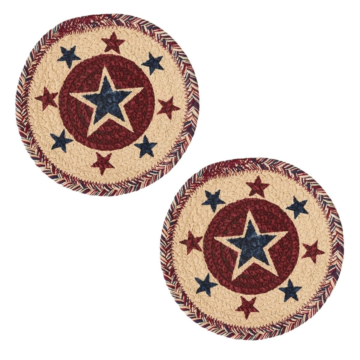 Park Designs Trivet American Star Braided & Printed Trivet 8" Diameter Round Set of 2