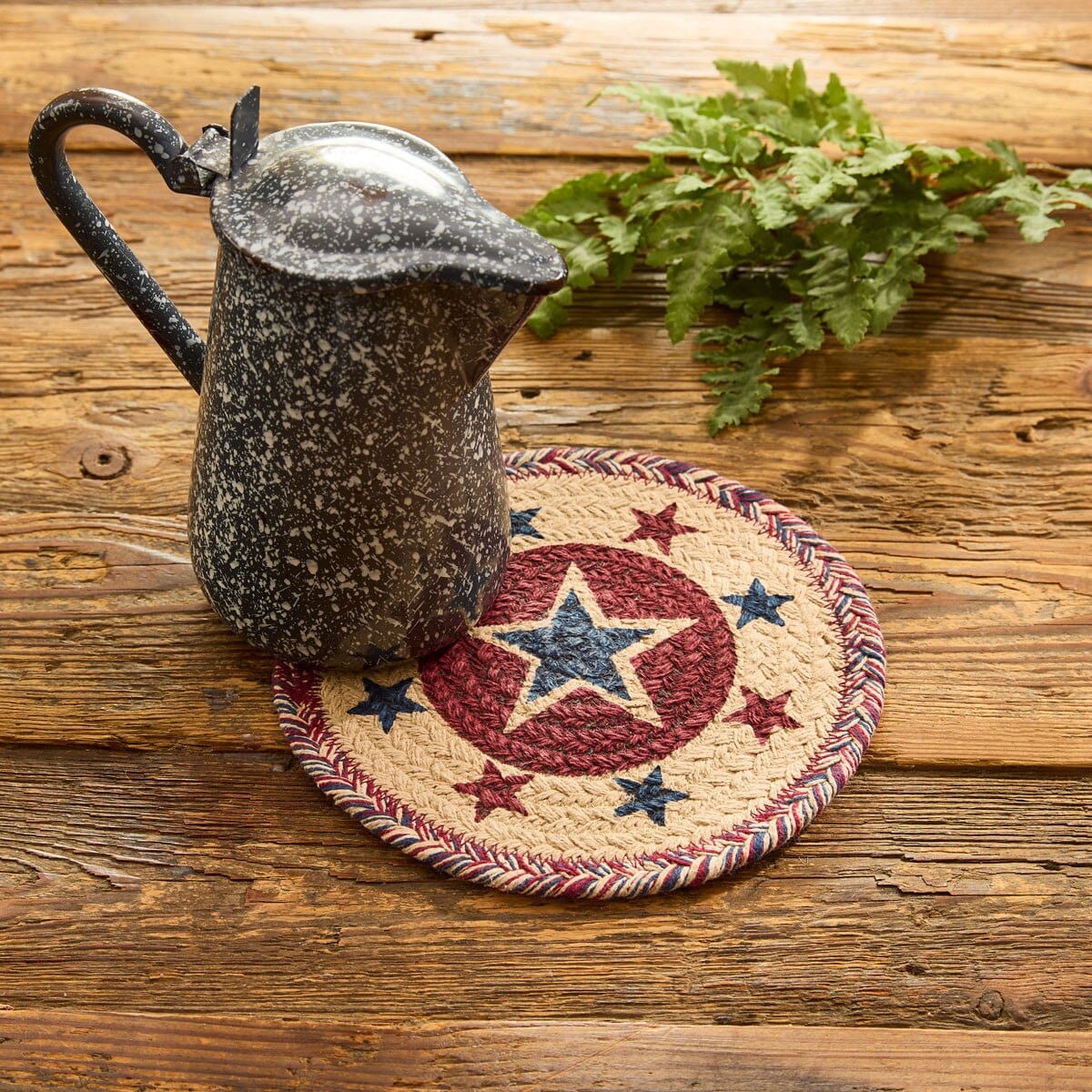 Park Designs Trivet American Star Braided & Printed Trivet 8" Diameter Round Set of 2